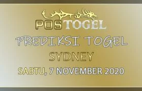 Prediksi Togel SYDNEY Sabtu 7 November 2020